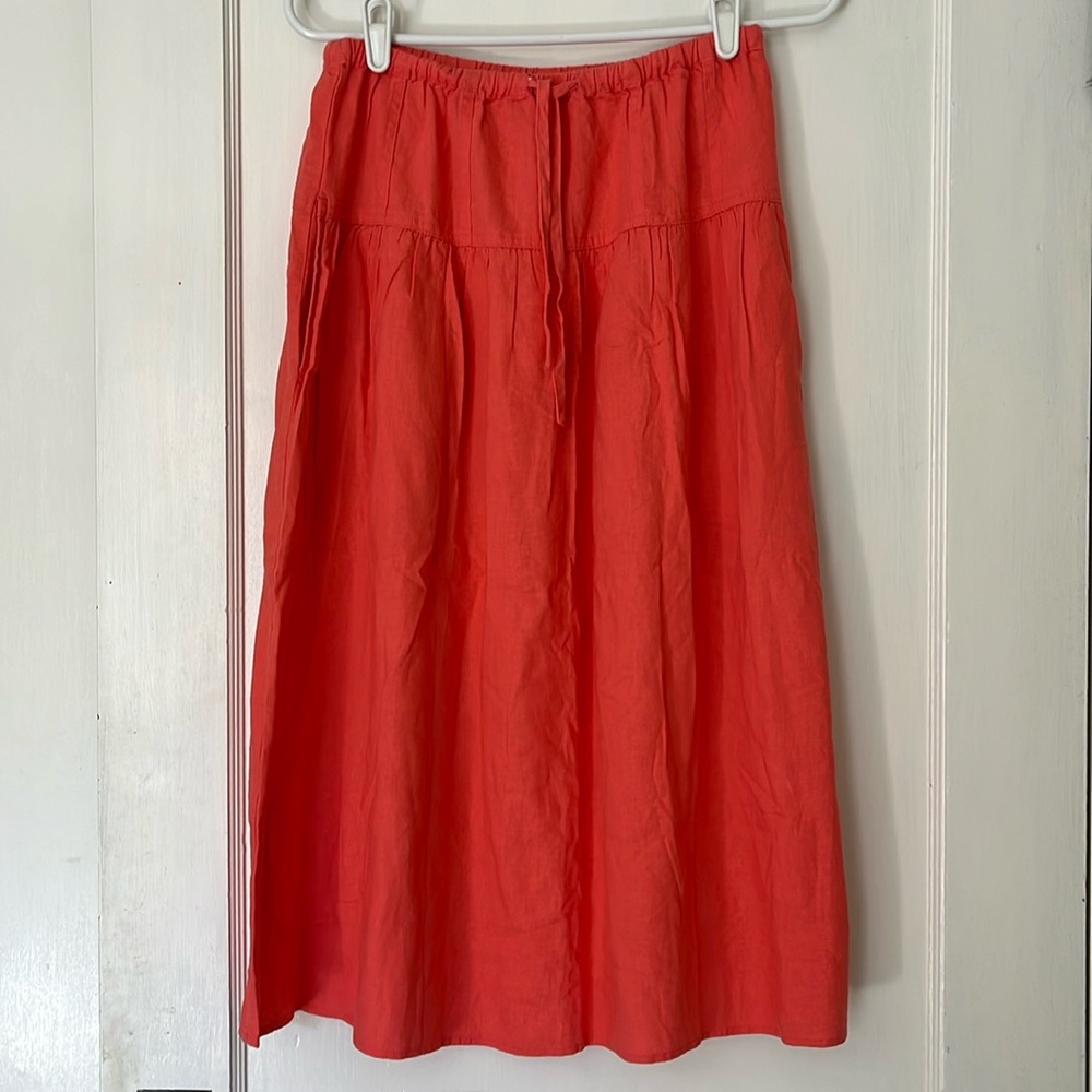 NTW Banana Republic linen blend drop waist skirt. XS. Guava Pink.